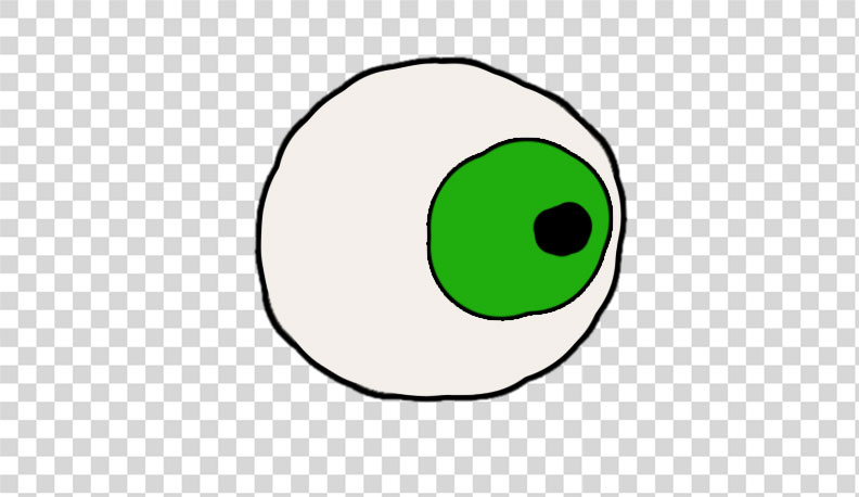 A crude drawing showing an eye looking to the right.