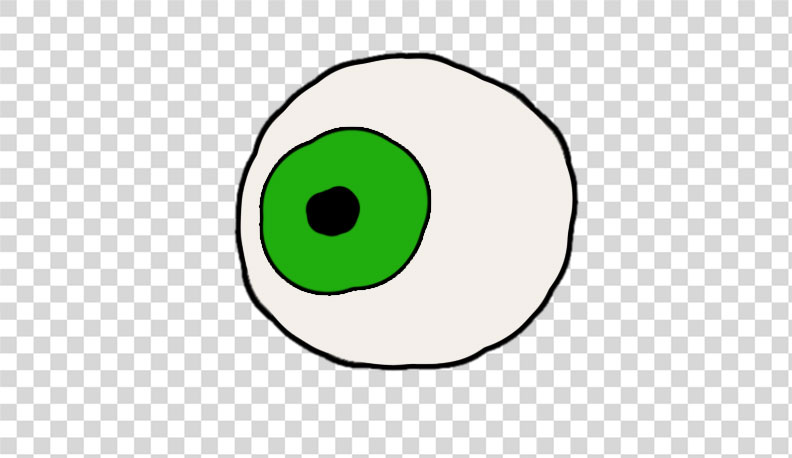A crude drawing showing an eye looking to the left.