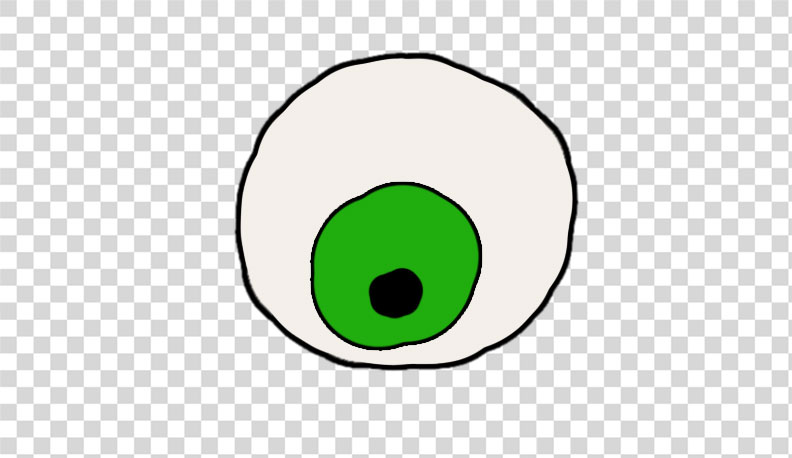A crude drawing showing an eye looking down.